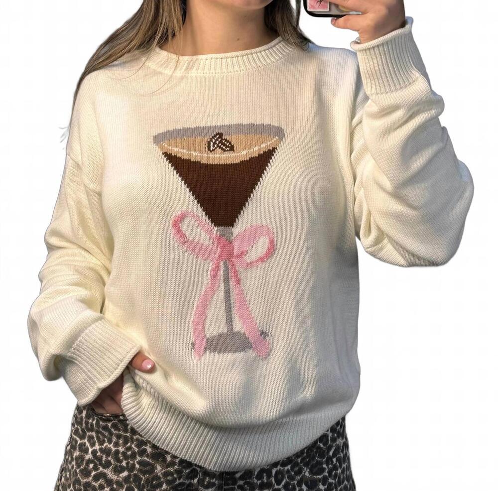 NEW SUNDAY EDITION cici espresso martini sweater in white